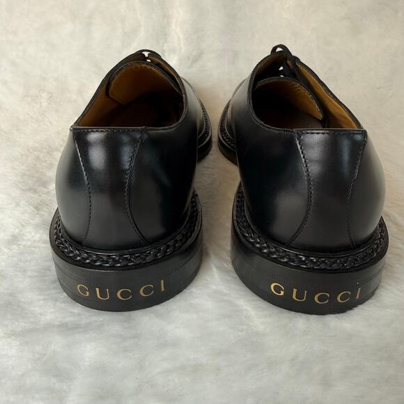 Gucci Men\'s Black  Leather Lace-Up Dress Shoes Size 11 1/2 main image 11